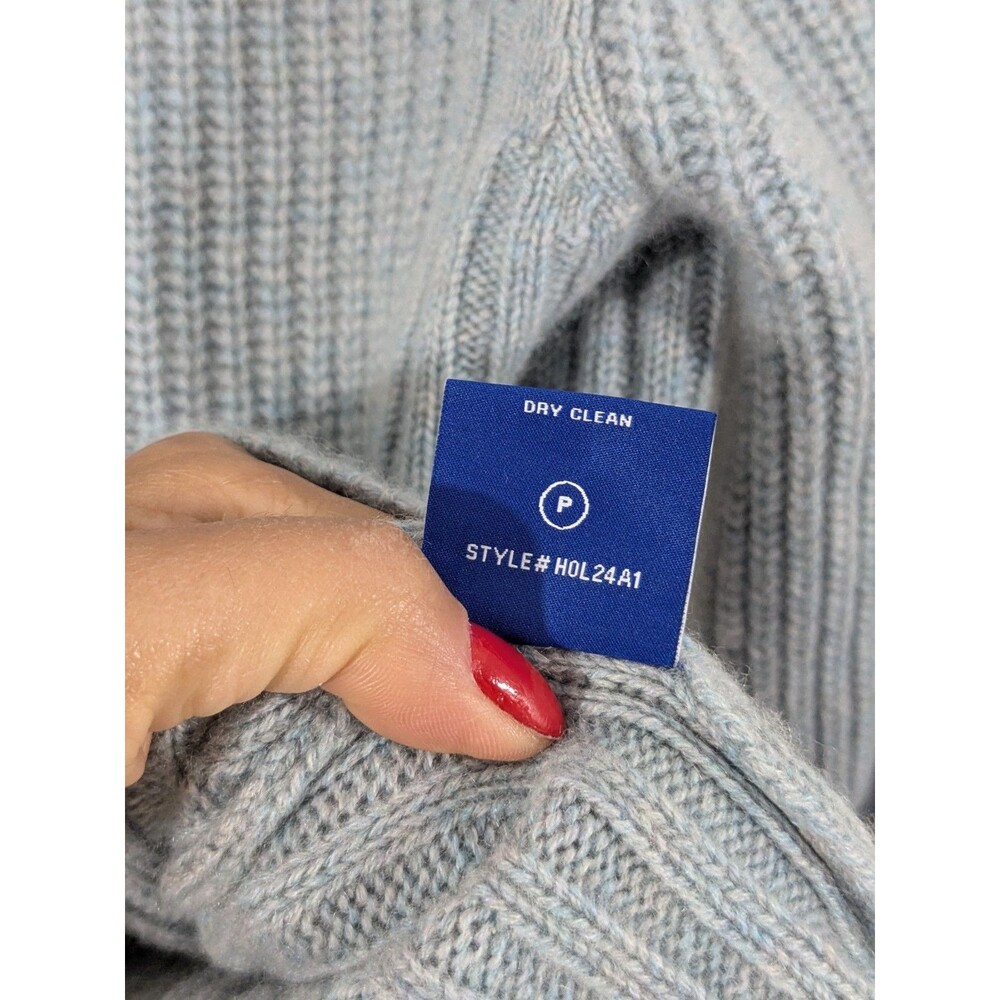 No Name Blue Cashmere Turtleneck Sweater  Gold Button Nautical Military Sz XS - Picture 10 of 11